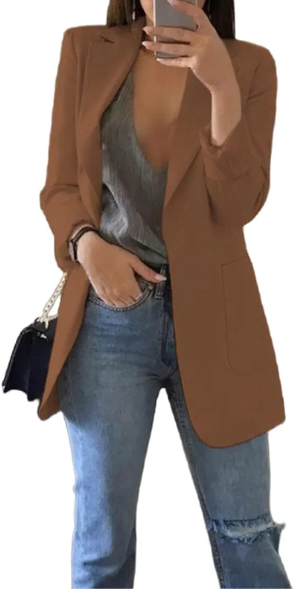 Women Business Casual Blazer Jacket Elegant Long Sleeve Oversized Lapel Blazers Work Professional Suit Jacket Clothes