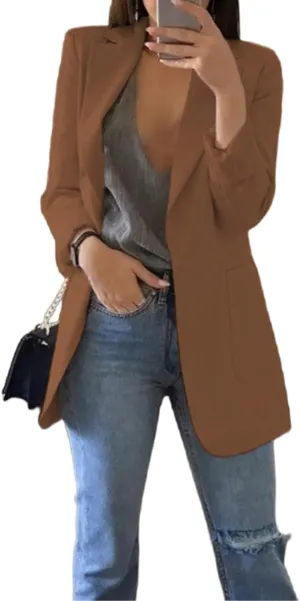 Women Business Casual Blazer Jacket Elegant Long Sleeve Oversized Lapel Blazers Work Professional Suit Jacket Clothes