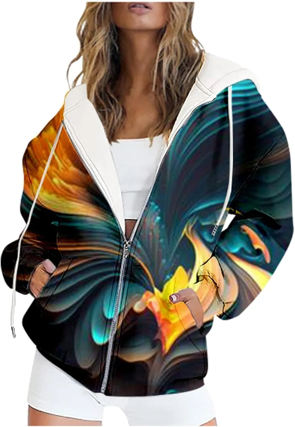 Women Hoodies Fleece Sweatshirt Cropped Hoodies Gift Tops Hooded Sweatshirts Casual Long Sleeve