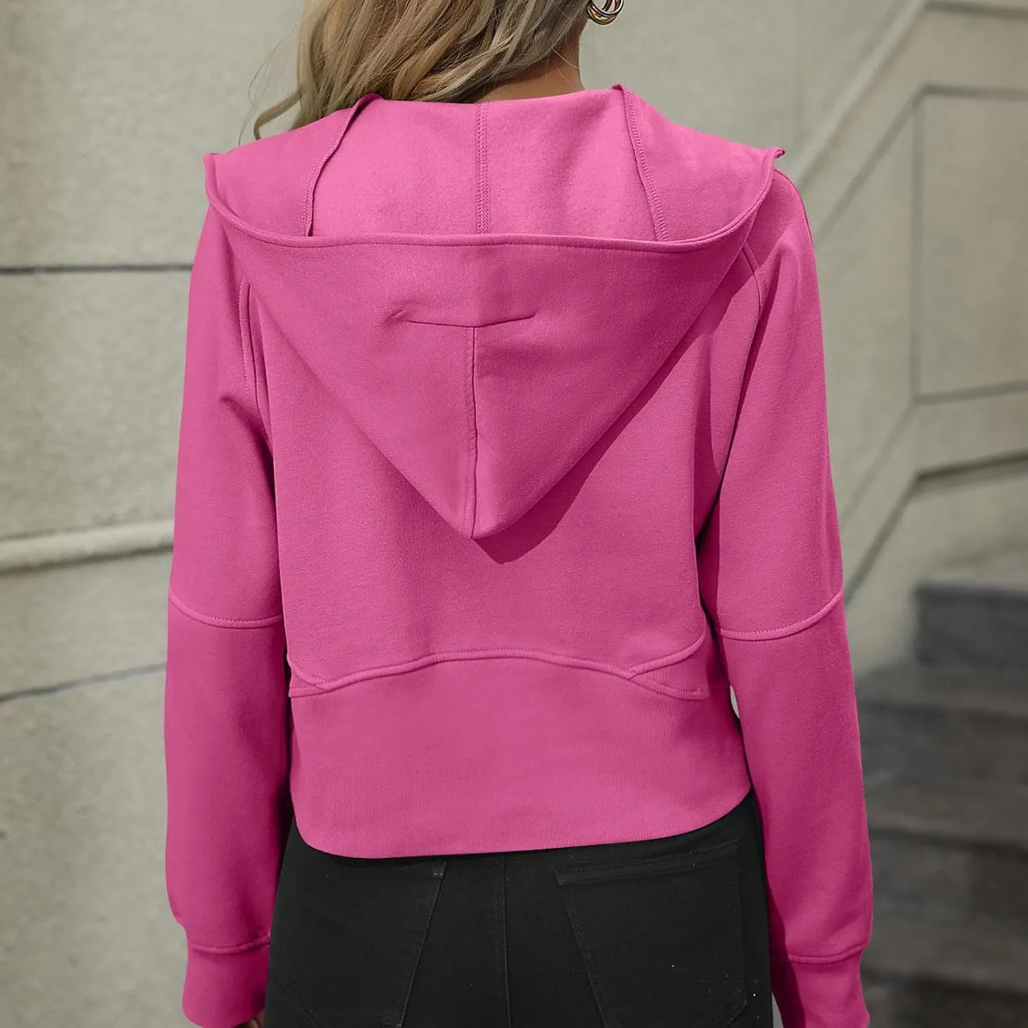 Women Hoodies Fleece Sweatshirt Cropped Hoodies Quarter Zip Up Drawstring Hoodies Tops Winter Clothes