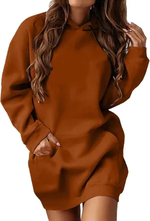 Women Oversized Tunic Hoodie Drawstring Winter Plus Size Sweatshirt Fall Casual Loungewear Pullover Tops with Pockets