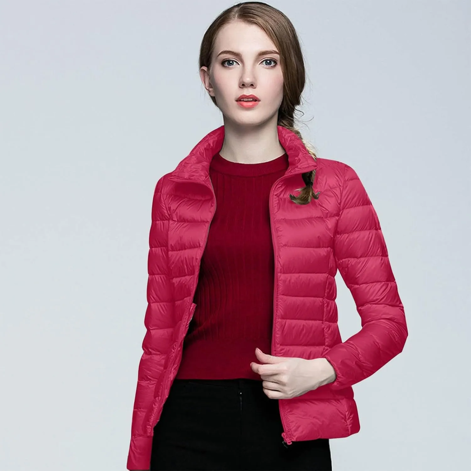 Women Plus Size Lightweight Puffer Jacket Packable Winter Warm Quilted Parka Coat Waterproof Windproof Hooded 2023