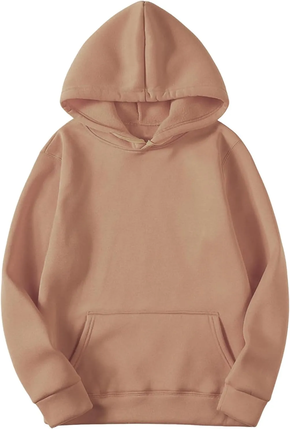 Women Solid Color Basic Loose Hoodie Tops Long Sleeve Oversized Hooded Comfy Sweatshirts Drop Shoulder Pullover Top