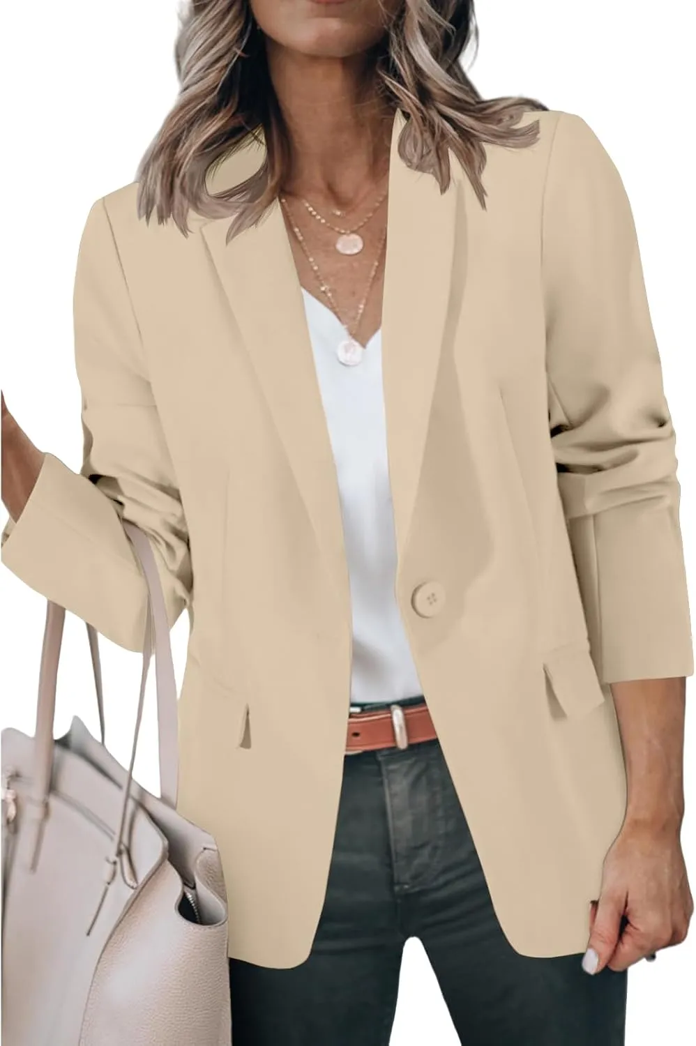 Womens Blazers Dressy Casual Blazers Open Front Long Sleeve Work Office Suit Jackets Lightweight Slim Fit Jackets Coat