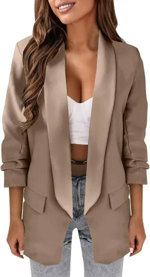 Womens Blazers for Work Casual Business Ladies Tops Open Front Prtite Plaid Blazers Loose Oversized Blazers
