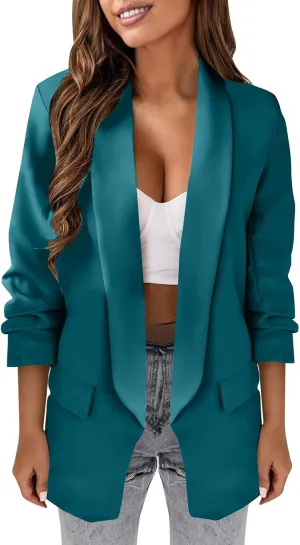 Womens Blazers for Work Casual Business Ladies Tops Open Front Prtite Plaid Blazers Loose Oversized Blazers