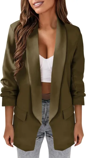 Womens Blazers for Work Casual Business Ladies Tops Open Front Prtite Plaid Blazers Loose Oversized Blazers