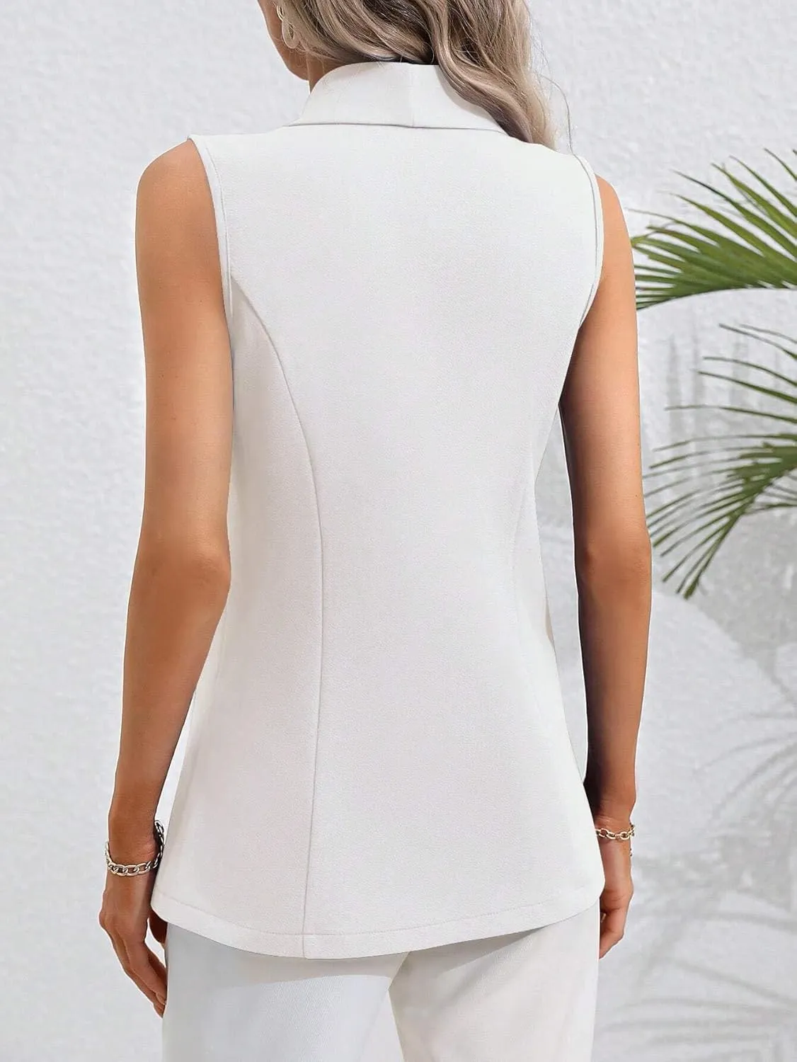 Womens Blazers for Work Casual Lapel One Button Sleeveless Jackets Business Loose Open Front Work Office Suit Vests