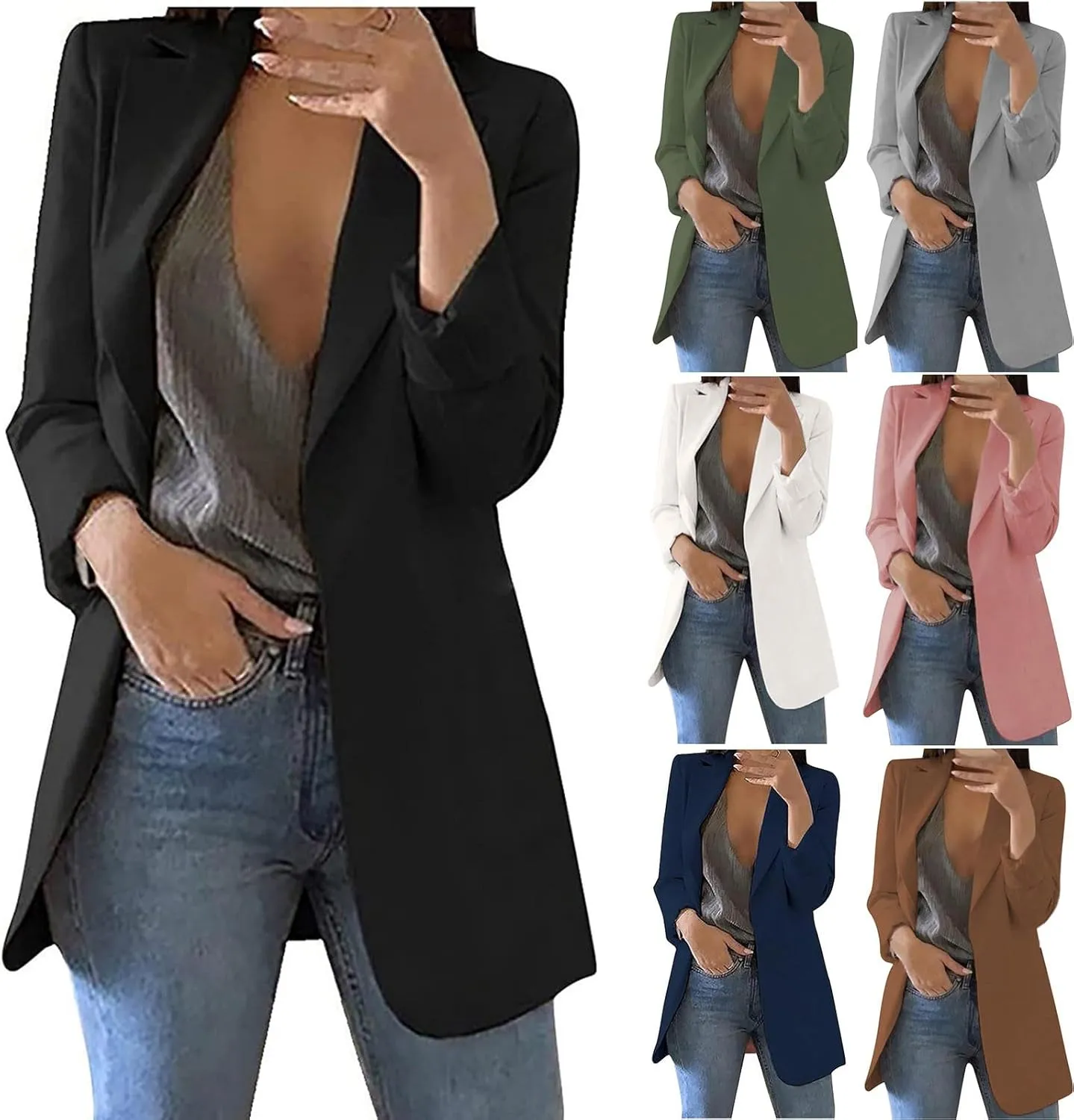 Womens Blazers Trendy Long Sleeve Lapel Suit Jackets Oversized Button Work Jackets Fashion Outerwear with Pocket
