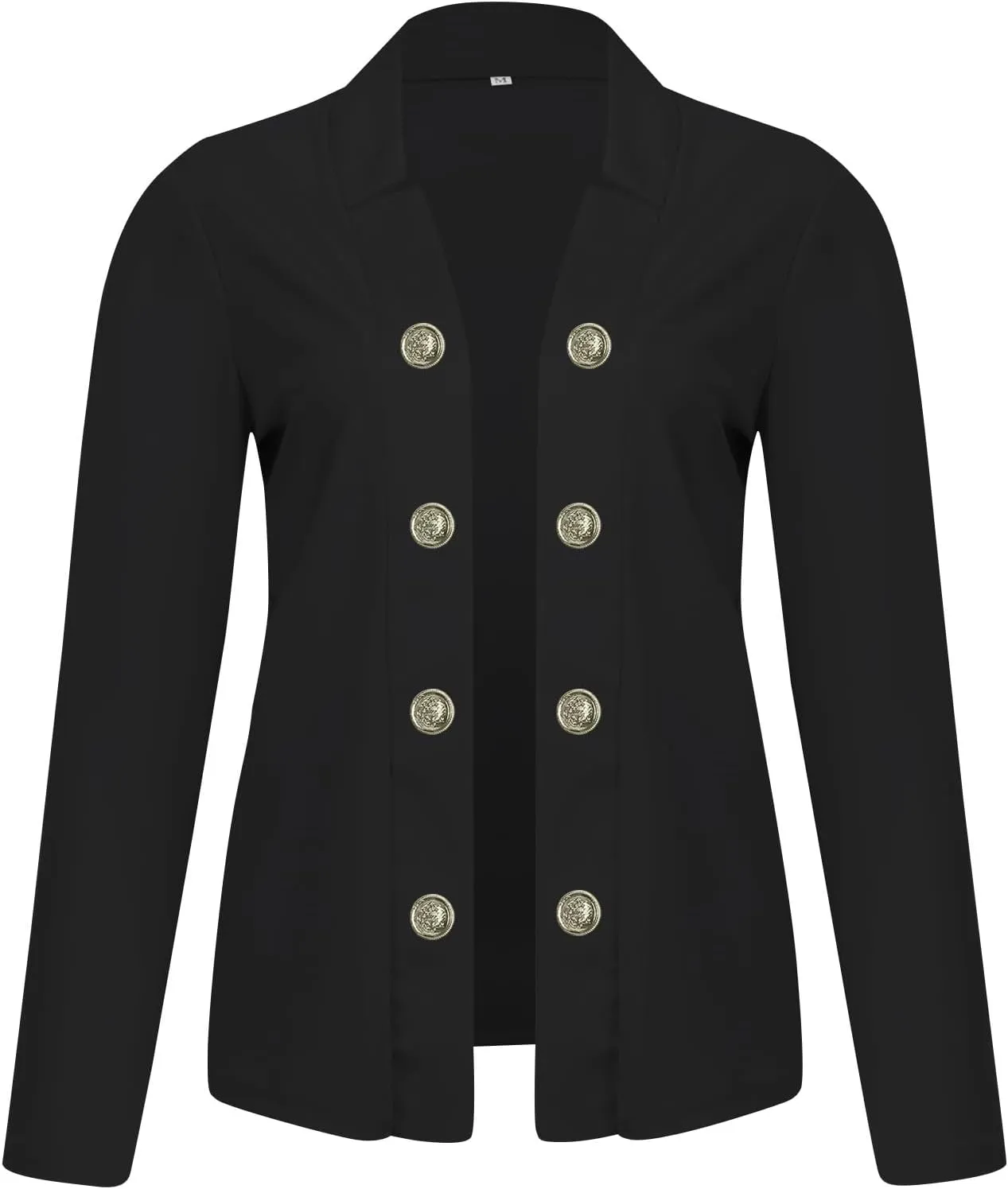 Women's Business Blazers Casual Long Sleeve Office Blazers Trendy Solid Color Gold Button Open Front Suit Jackets