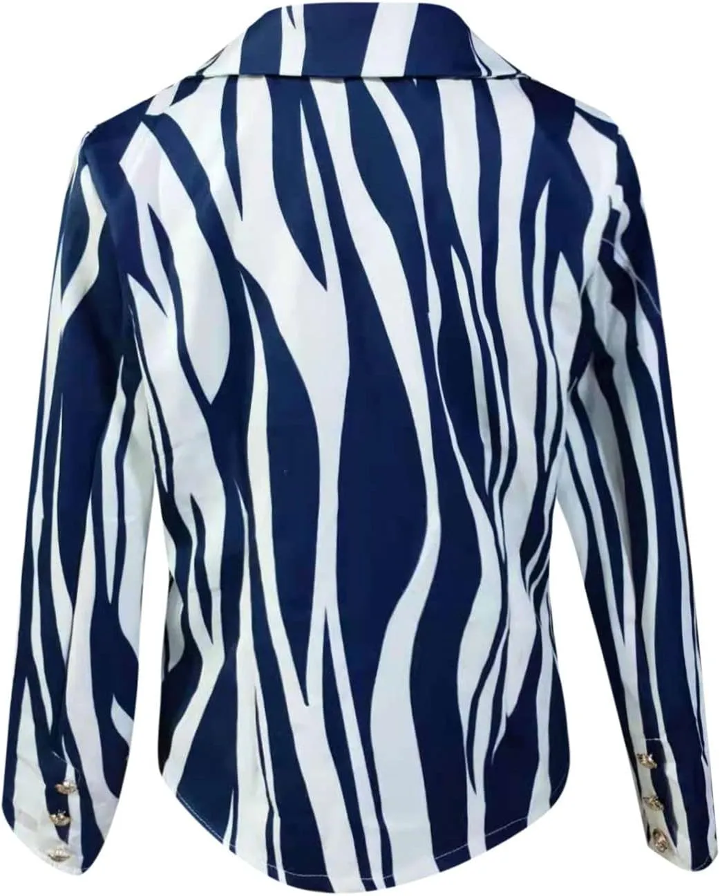 Womens Casual Blazer Jacket Long Sleeve Work 0ffice Blazer Chain Print Button Front Lapel Jackets Business Outerwear