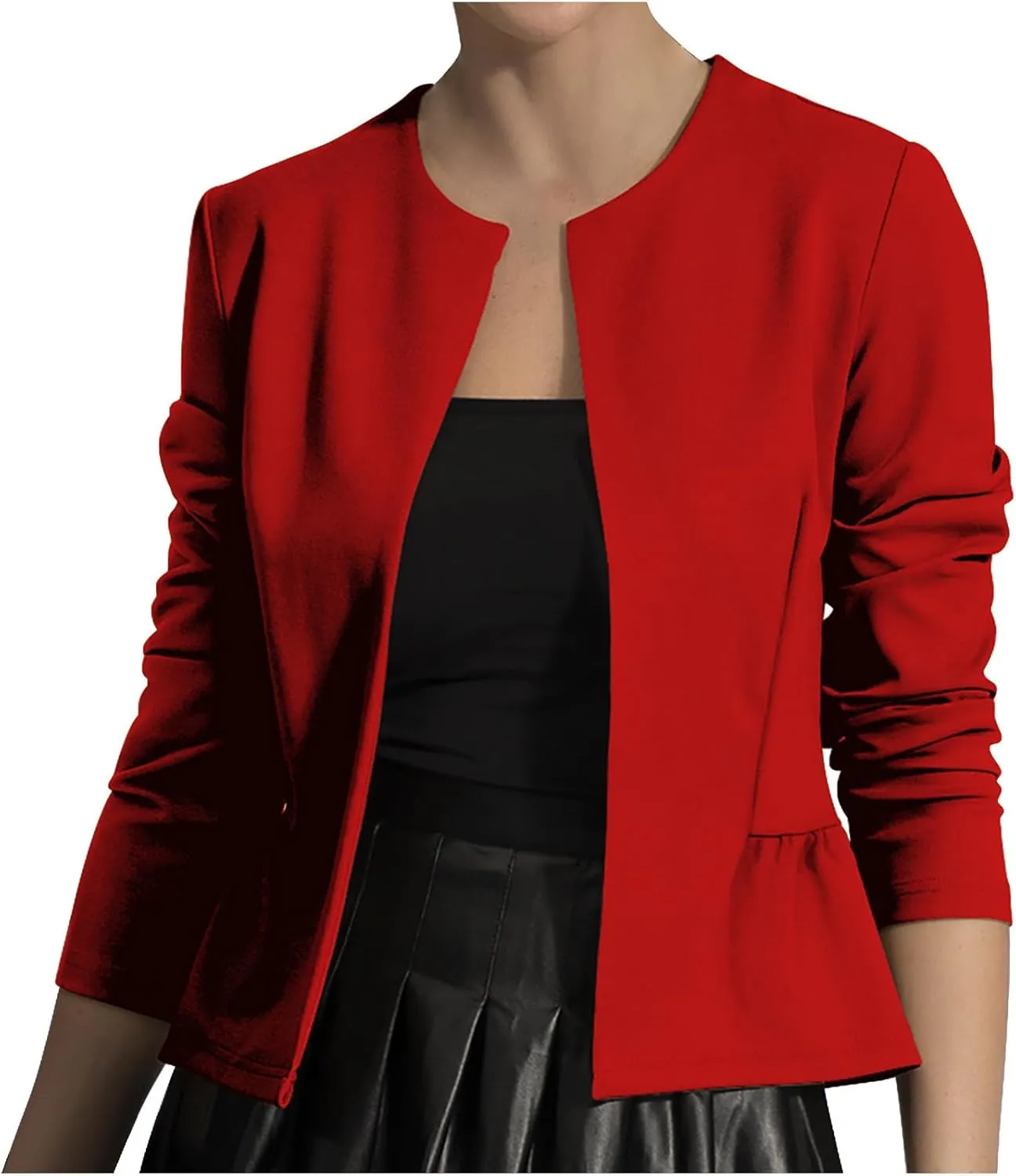 Women's Casual Blazer Trendy Casual Cropped Long Sleeve Blazer Jackets Elegant Open Front Work Office Cardigan