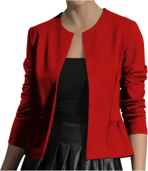 Women's Casual Blazer Trendy Casual Cropped Long Sleeve Blazer Jackets Elegant Open Front Work Office Cardigan