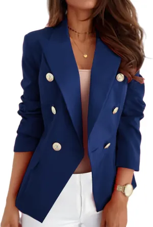 Womens Casual Blazers Business Lapel One Button Long Sleeve Suit Jacket Dressy Lightweight Solid Color Office Blazer