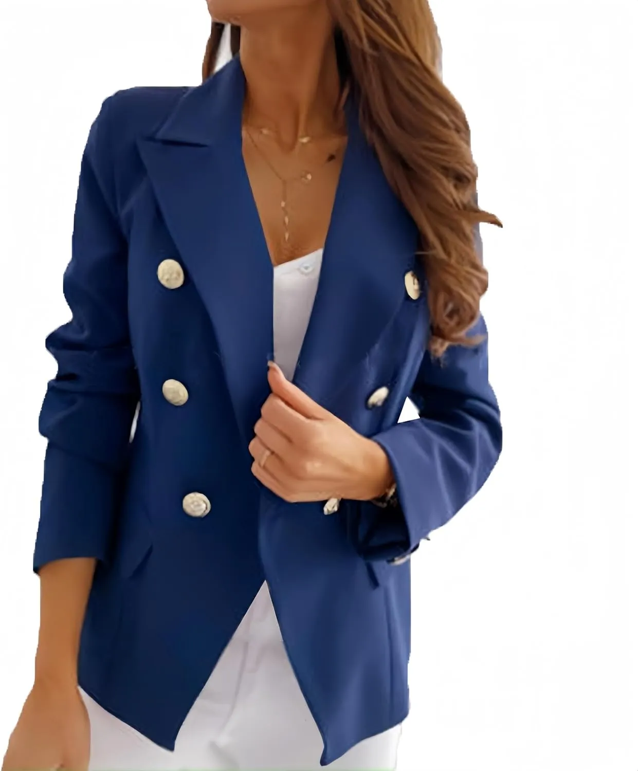 Womens Casual Blazers Business Lapel One Button Long Sleeve Suit Jacket Dressy Lightweight Solid Color Office Blazer