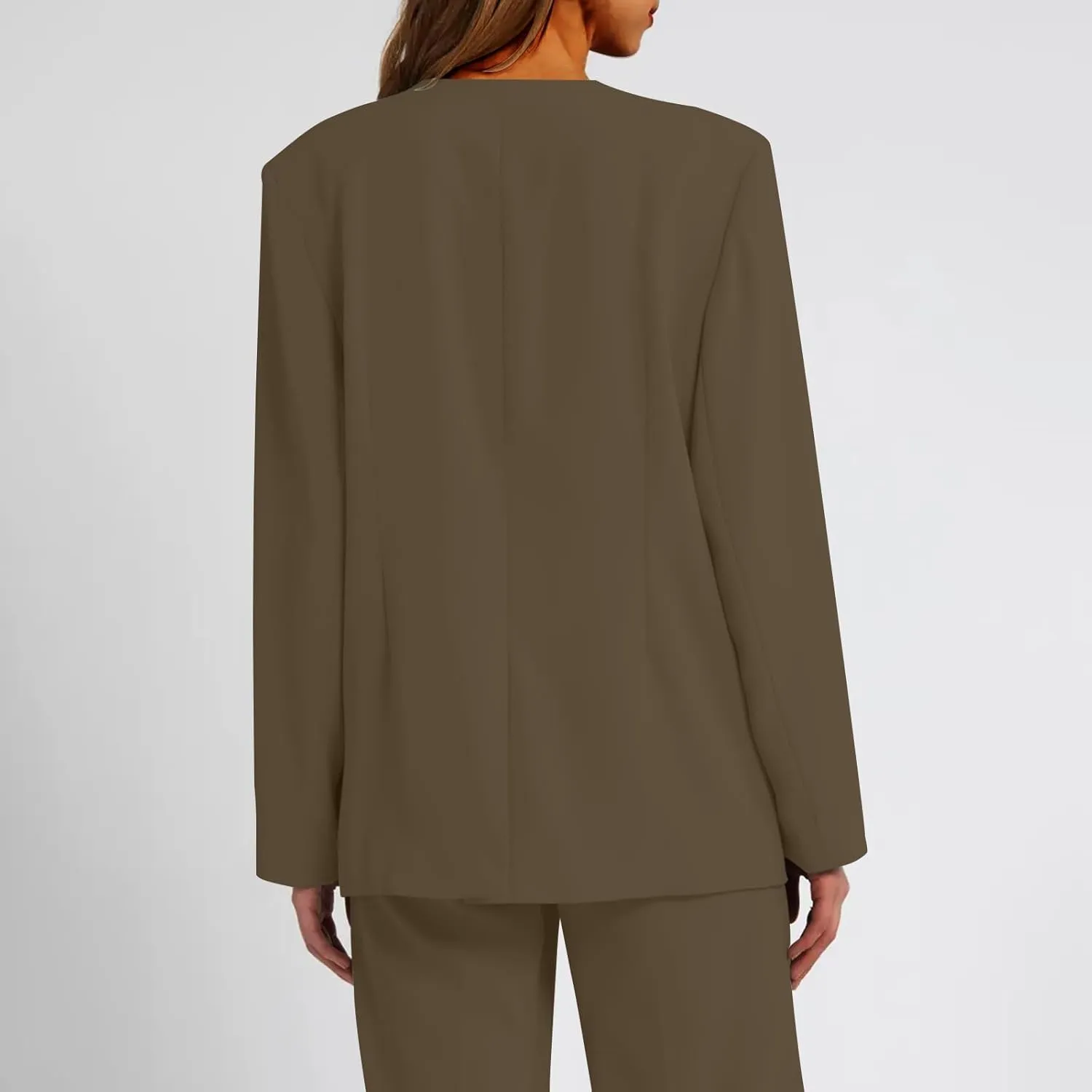 Womens Casual Blazers Dressy Button Lapel Long Sleeve Work Business Jackets Lightweight Collarless Open Front Blazer