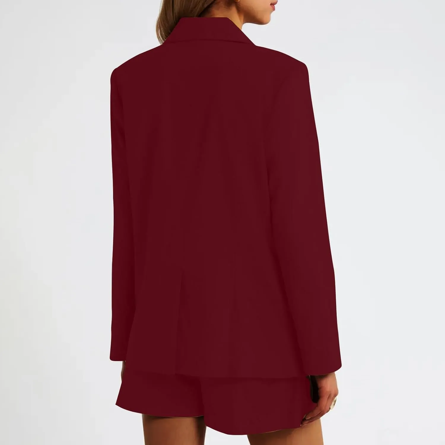 Womens Casual Blazers Dressy Button Lapel Long Sleeve Work Business Jackets Lightweight Collarless Open Front Blazer