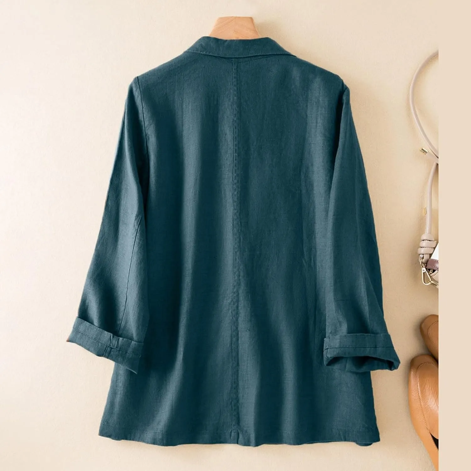 Womens Casual Lightweight Blazers Loose Long Sleeve Lapel Suit Jackets Open Front Button Cardigans with Pockets 2024