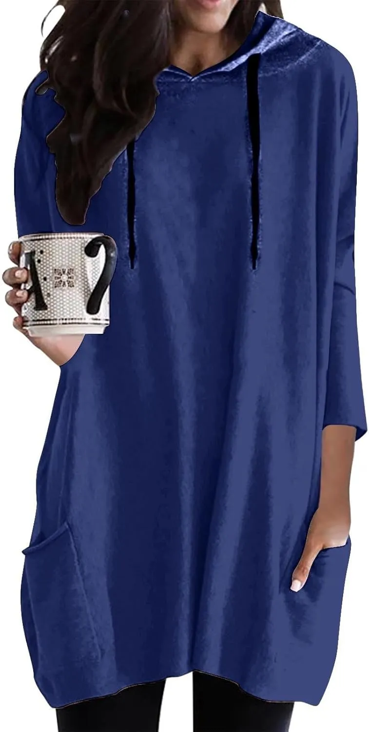 Women's Casual Oversized Fleece Hoodie Sweatshirts Long Sleeve Loose Pullover Tunic Fall Outfits Hoodies Dress