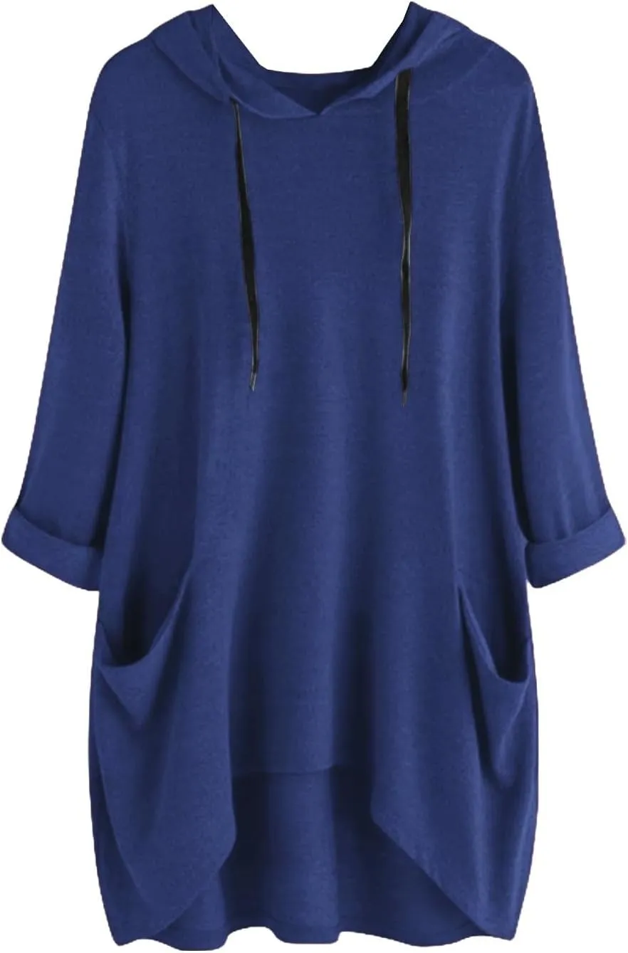 Women's Casual Oversized Fleece Hoodie Sweatshirts Long Sleeve Loose Pullover Tunic Fall Outfits Hoodies Dress