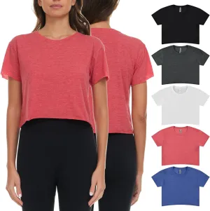 Women’s Cotton Crop Tops T-Shirt Pack, Short Sleeve Casual Loose Fit Round Neck Tee for Workout, Yoga, or Everyday Wear