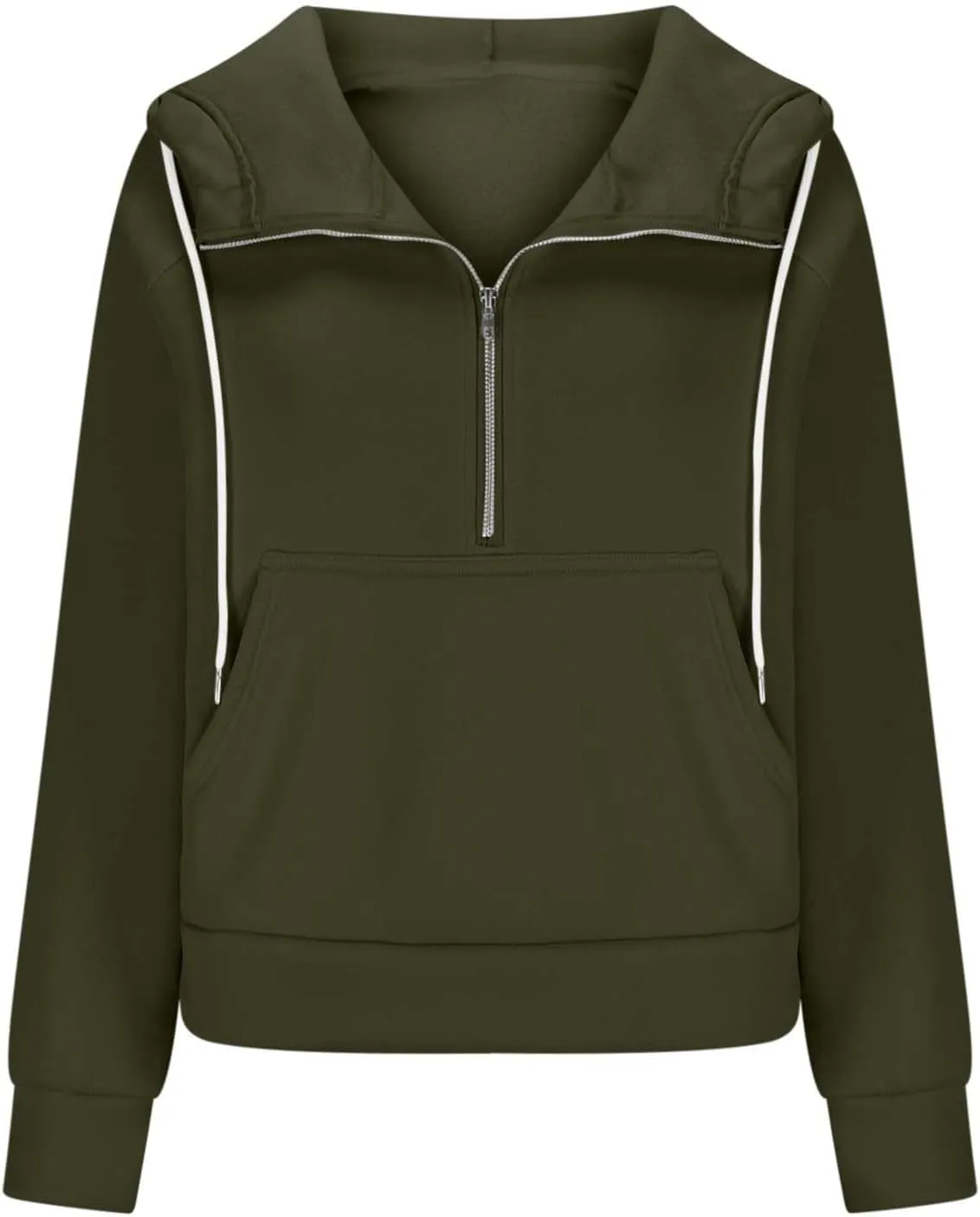 Womens Cropped Hoodies Half Zip Pullover Fall Fashion Quarter Zipper Fleece Sweatshirts 2024 Fall Outfits Thumb Hole
