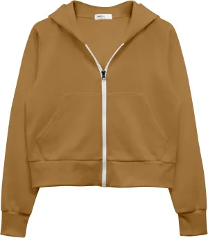 Women's Cropped Zip Up Hoodie Long Sleeve Sweatshirt Jacket