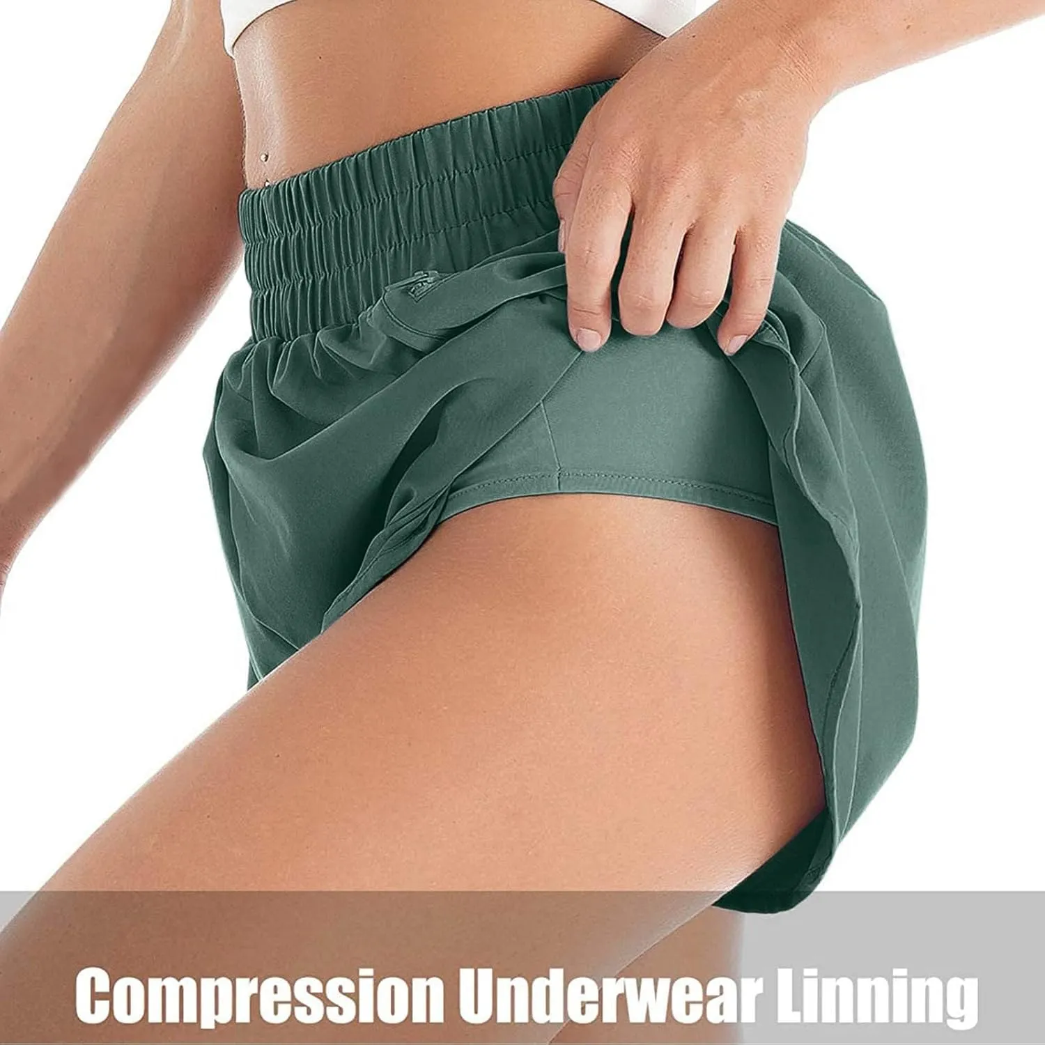 Womens Elastic High Waisted Workout Shorts Quick Dry Tummy Control Athletic Shorts Casual Summer Loose Fit Yoga Short