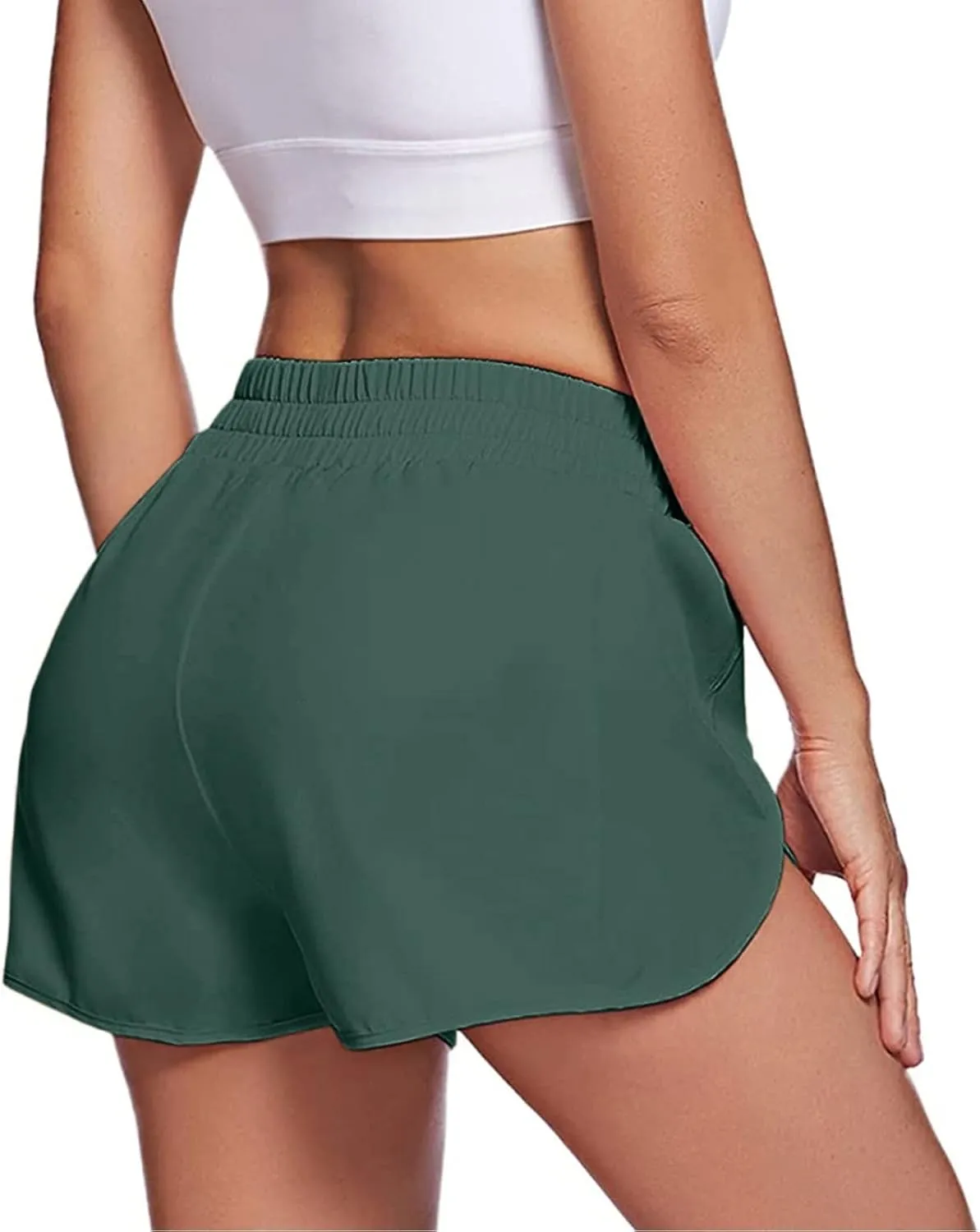 Womens Elastic High Waisted Workout Shorts Quick Dry Tummy Control Athletic Shorts Casual Summer Loose Fit Yoga Short