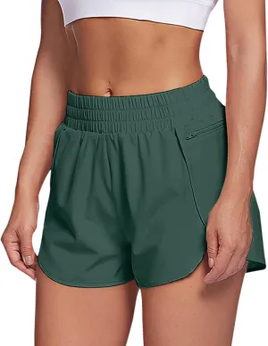 Womens Elastic High Waisted Workout Shorts Quick Dry Tummy Control Athletic Shorts Casual Summer Loose Fit Yoga Short