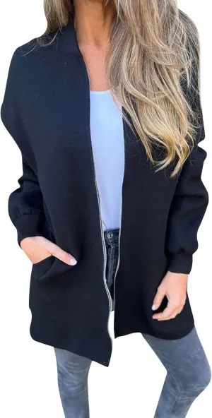 Womens Fall Fashion 2024 Oversized Dressy Cardigans Long Lightweight Coat Fall Sweater Jacket Outerwear with Pockets
