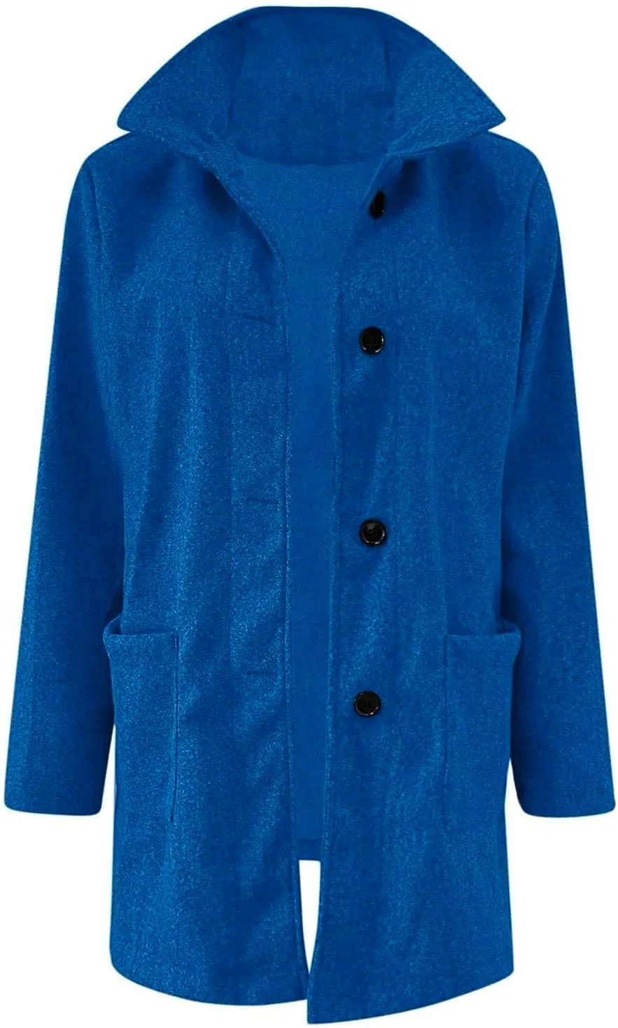 Womens Fall Winter Wool Coats Casual Notch Stand Collar Single Breasted Peacoat Thicken Blazer Jacket