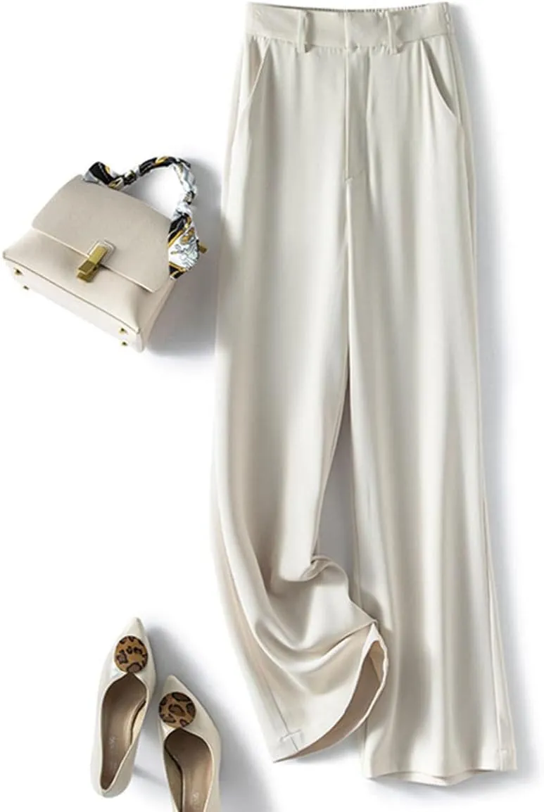 Women's Fashion High Waist Straight Leg Work Office Trousers Pants