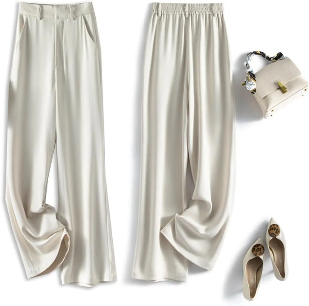 Women's Fashion High Waist Straight Leg Work Office Trousers Pants