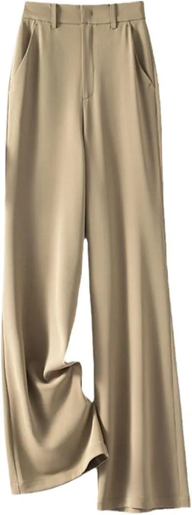 Women's Fashion High Waist Straight Leg Work Office Trousers Pants