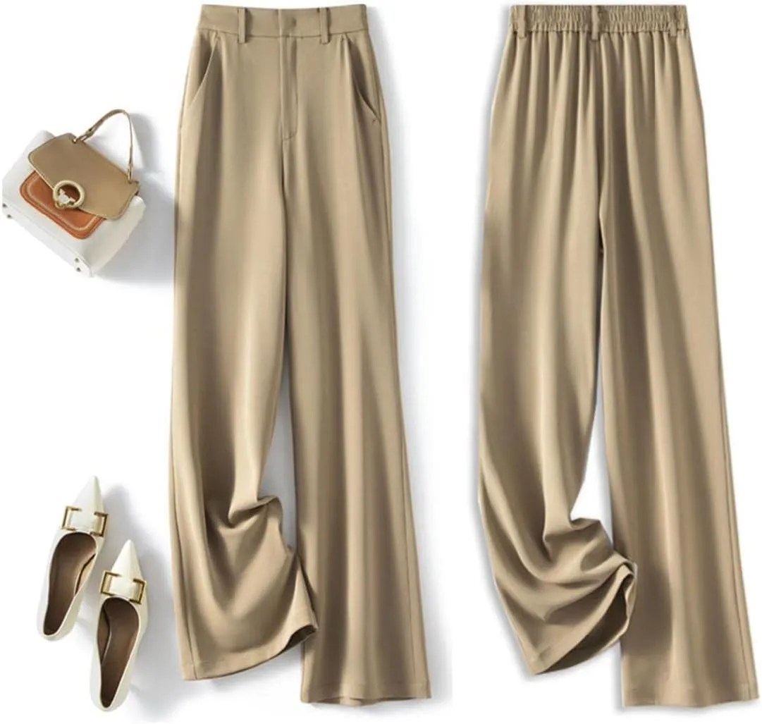 Women's Fashion High Waist Straight Leg Work Office Trousers Pants