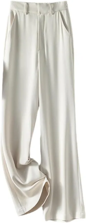 Women's Fashion High Waist Straight Leg Work Office Trousers Pants
