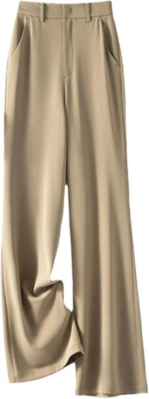 Women's Fashion High Waist Straight Leg Work Office Trousers Pants