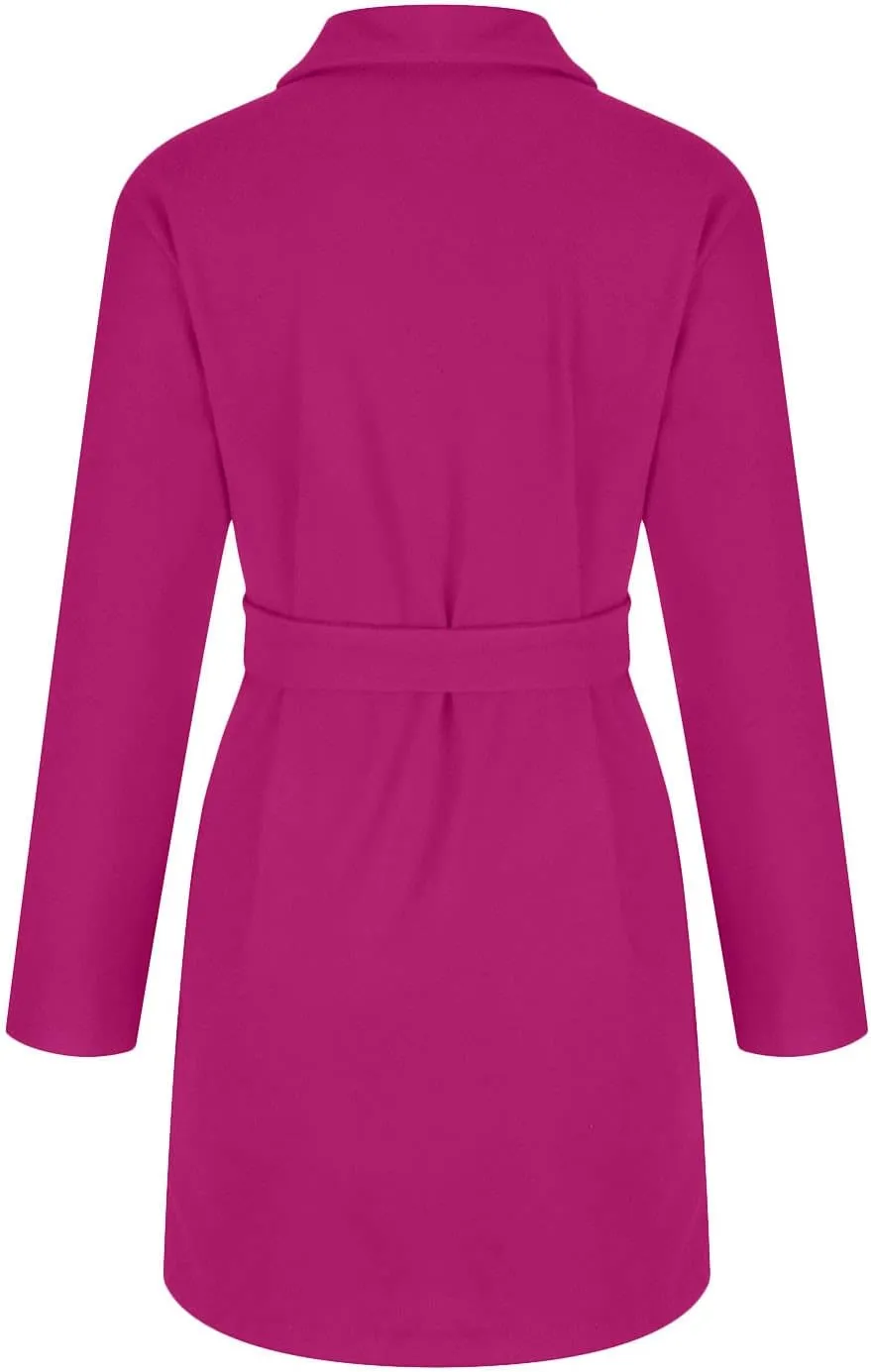 Women's Faux Wool Trench Coat Notch Lapel Winter Wool Blend Slim Fit Open Front Cardigan Belted Long Jackets 2022