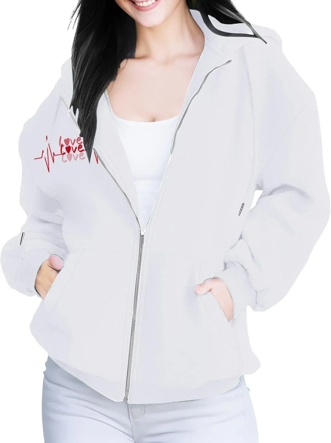 Women's Fleece Lined Zip Up Hoodies Cropped Zip Up Hoodie Women's French Full Zip Hoodie Available In Large Sizes