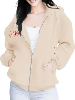 Women's Fleece Lined Zip Up Hoodies Cropped Zip Up Hoodie Women's French Full Zip Hoodie Available In Large Sizes