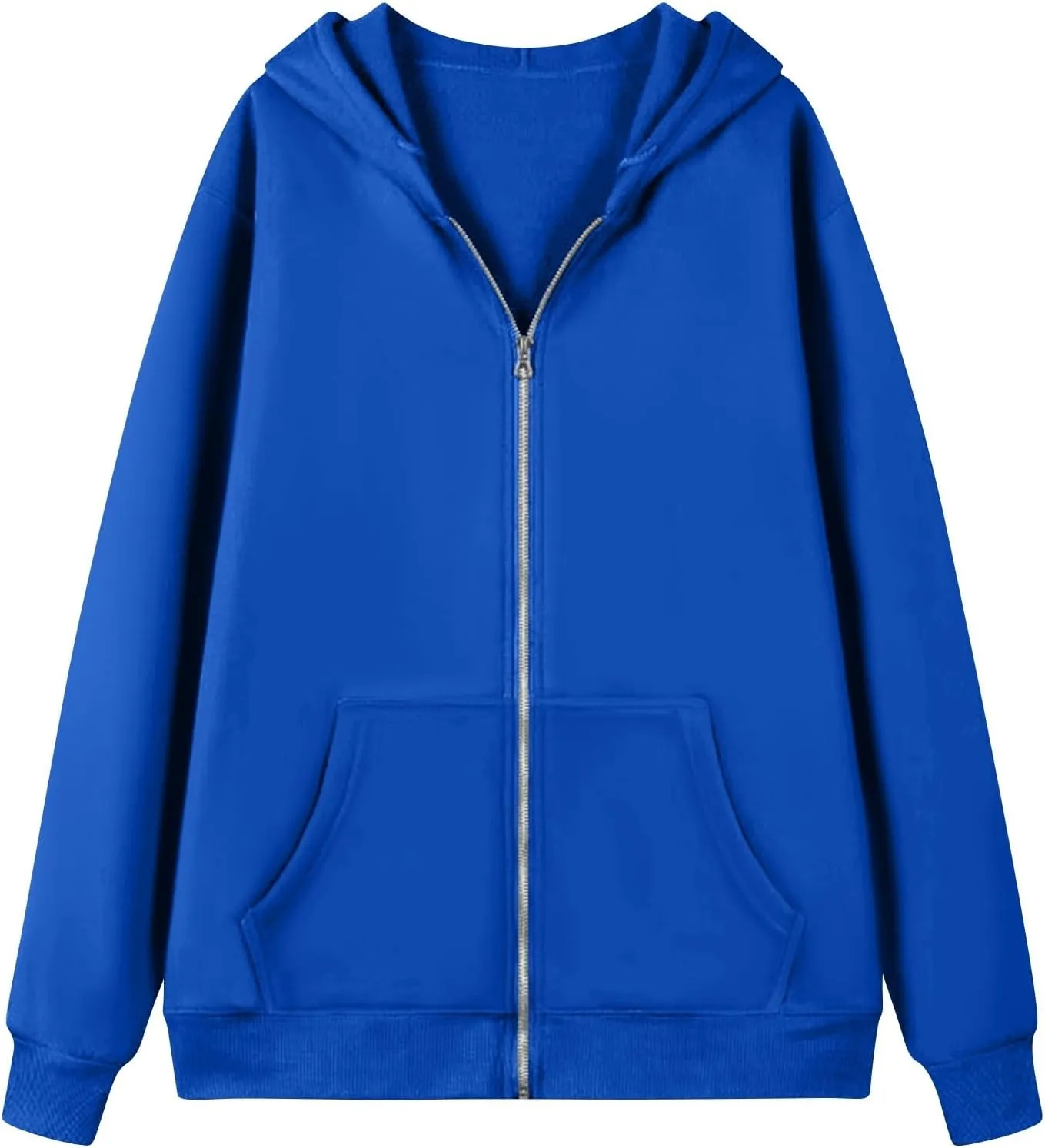 Womens Fleece Zip Up Jacket Oversized Long Sleeve Zip Up Pullover Casual Comfy Drawstring Hoodies with Pockets
