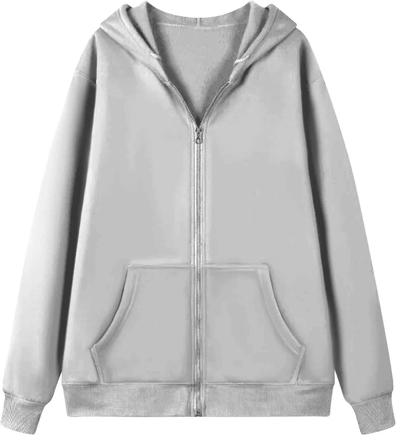 Womens Fleece Zip Up Jacket Oversized Long Sleeve Zip Up Pullover Casual Comfy Drawstring Hoodies with Pockets