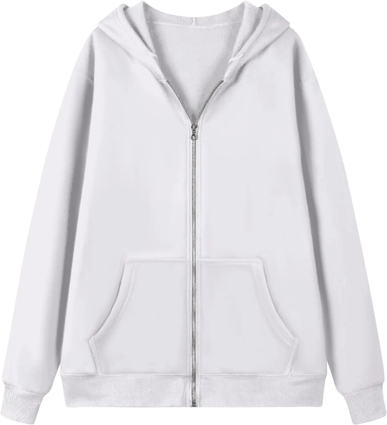 Womens Fleece Zip Up Jacket Oversized Long Sleeve Zip Up Pullover Casual Comfy Drawstring Hoodies with Pockets