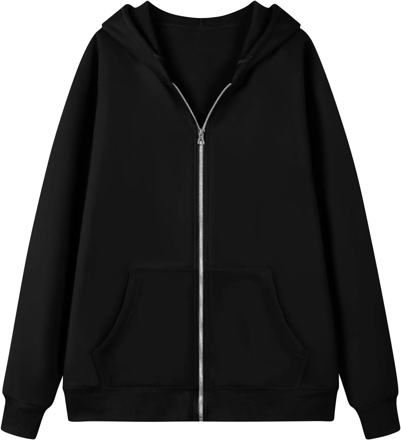 Womens Fleece Zip Up Jacket Oversized Long Sleeve Zip Up Pullover Casual Comfy Drawstring Hoodies with Pockets