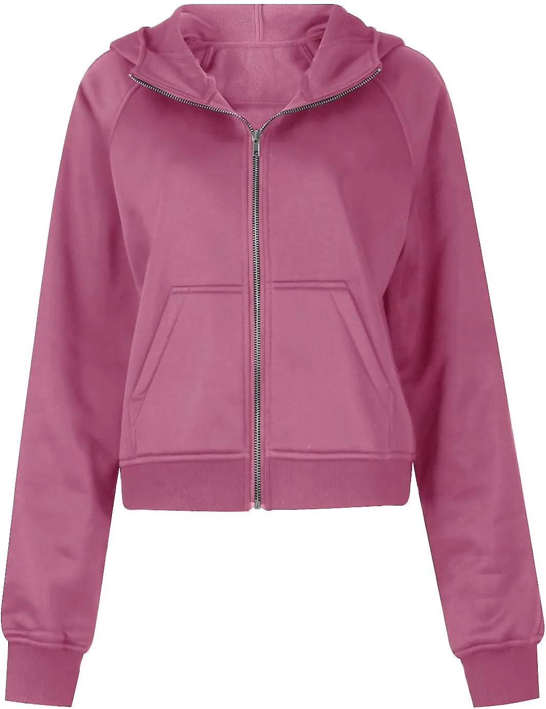 Womens Full-Zip Hoodie Fashion Oversized Solid Crewneck Fit Sweatshirts Long Sleeve Shirt Trendy Fall Outfits Tops