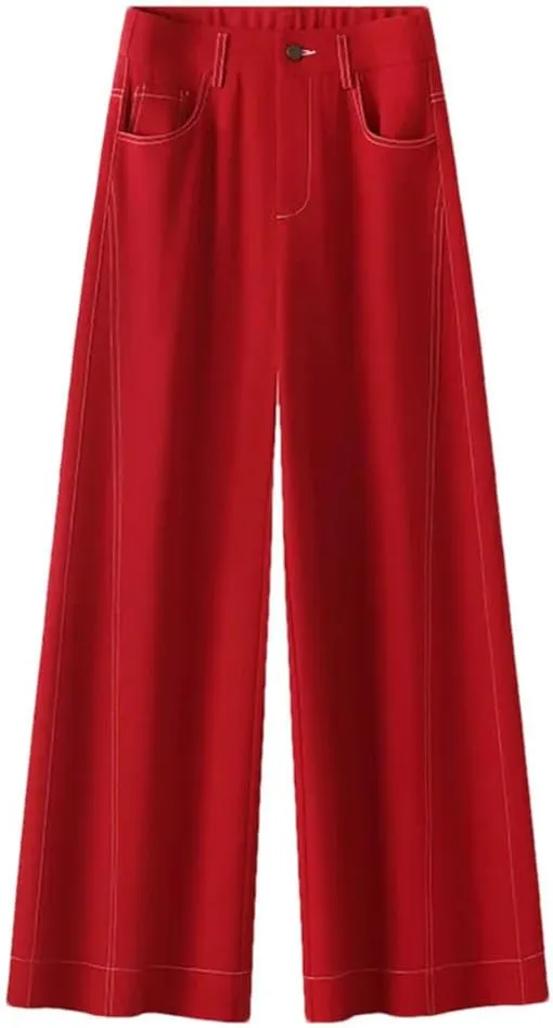Women's High Waist Wide Leg Pants Straight Loose Trousers