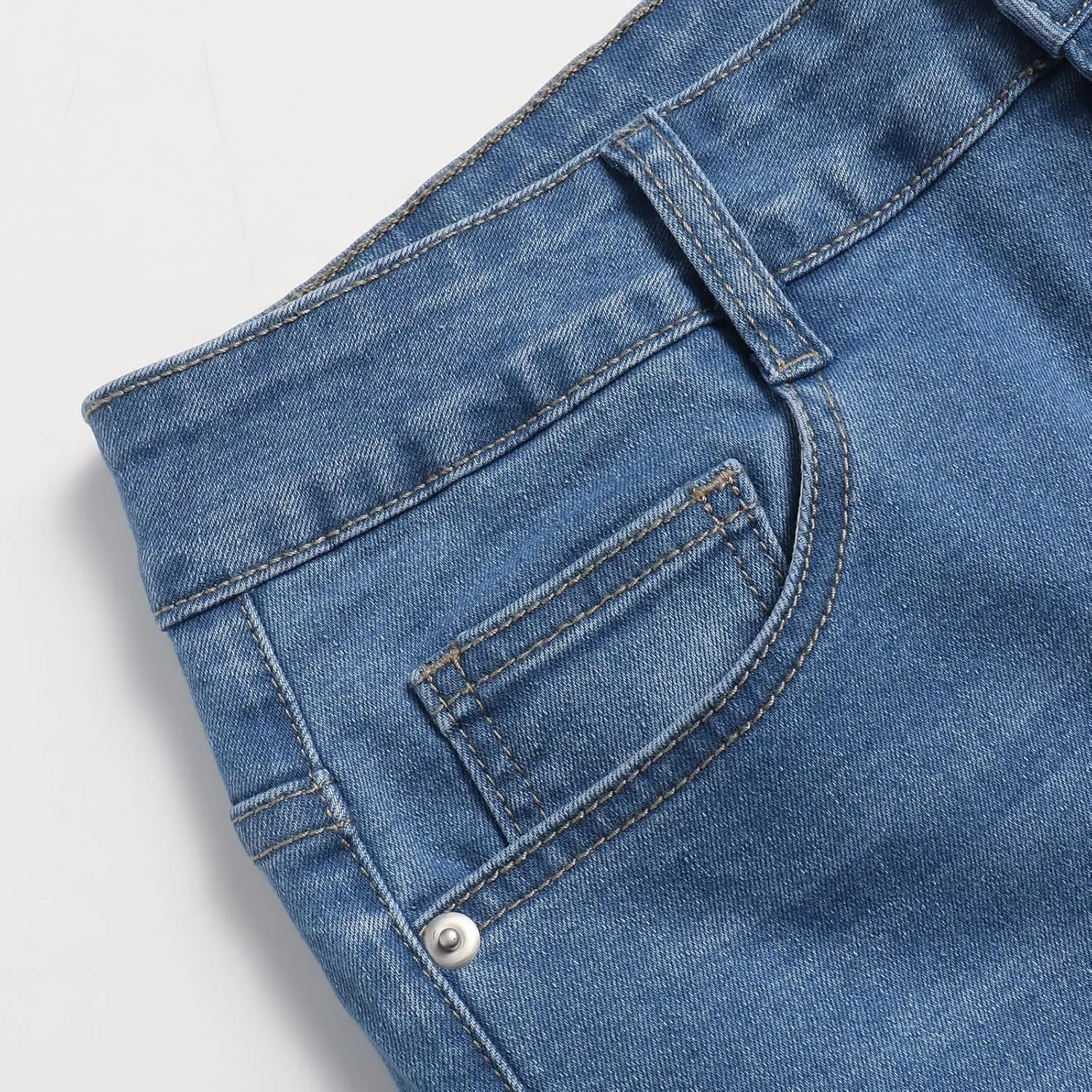 Women's High Waisted Wide Leg Jeans Stretch Denim Pants with Cuffed Hem