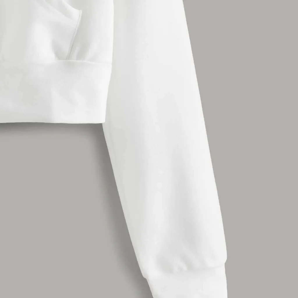 Women's Hooded Sweatshirts Solid Color Fall Fashion Long Sleeve Lightweight Zip Up Crop Hoodies for Women