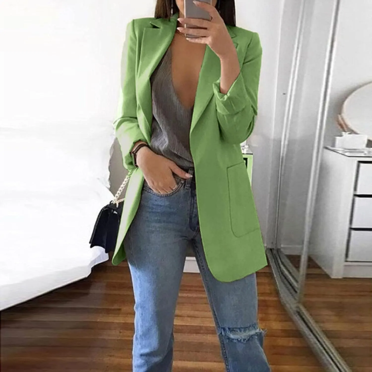 Women's Long Sleeve Casual Blazer Oversized Blazer Coat Open Front Cardigan Jacket Plus Size Blazers Work Dress Jacket